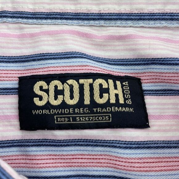 Scotch & Soda Mens XXL Striped Button-Up Shirt Pink & Blue 100% Cotton 4335 - Picture 4 of 9